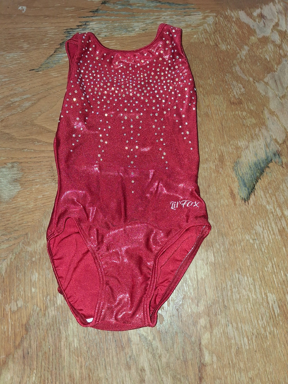 Girls' Red Sparkle Gymnastics Leotard